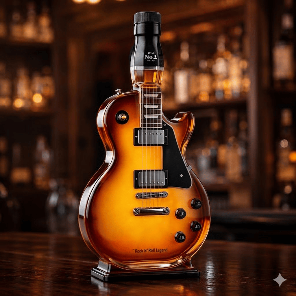 Appetite for Rock: Vintage Sunburst Guitar Figurine Spirit Bottle