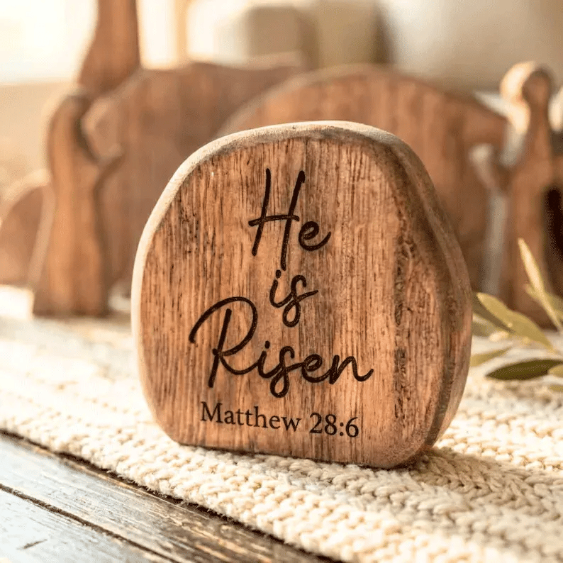 Wooden Resurrection Scene - Jesus Empty Tomb & Cross Easter Decor Set