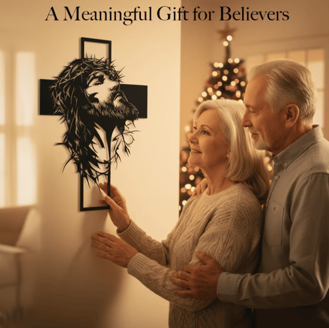 Jesus Cross Iron Sign Christ Wall Art Decor