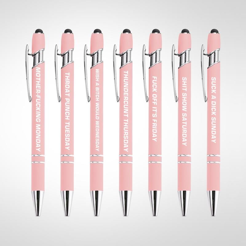 Lot de 7 stylos bille en métal avec citations amusantes anti-stress (7 pièces)