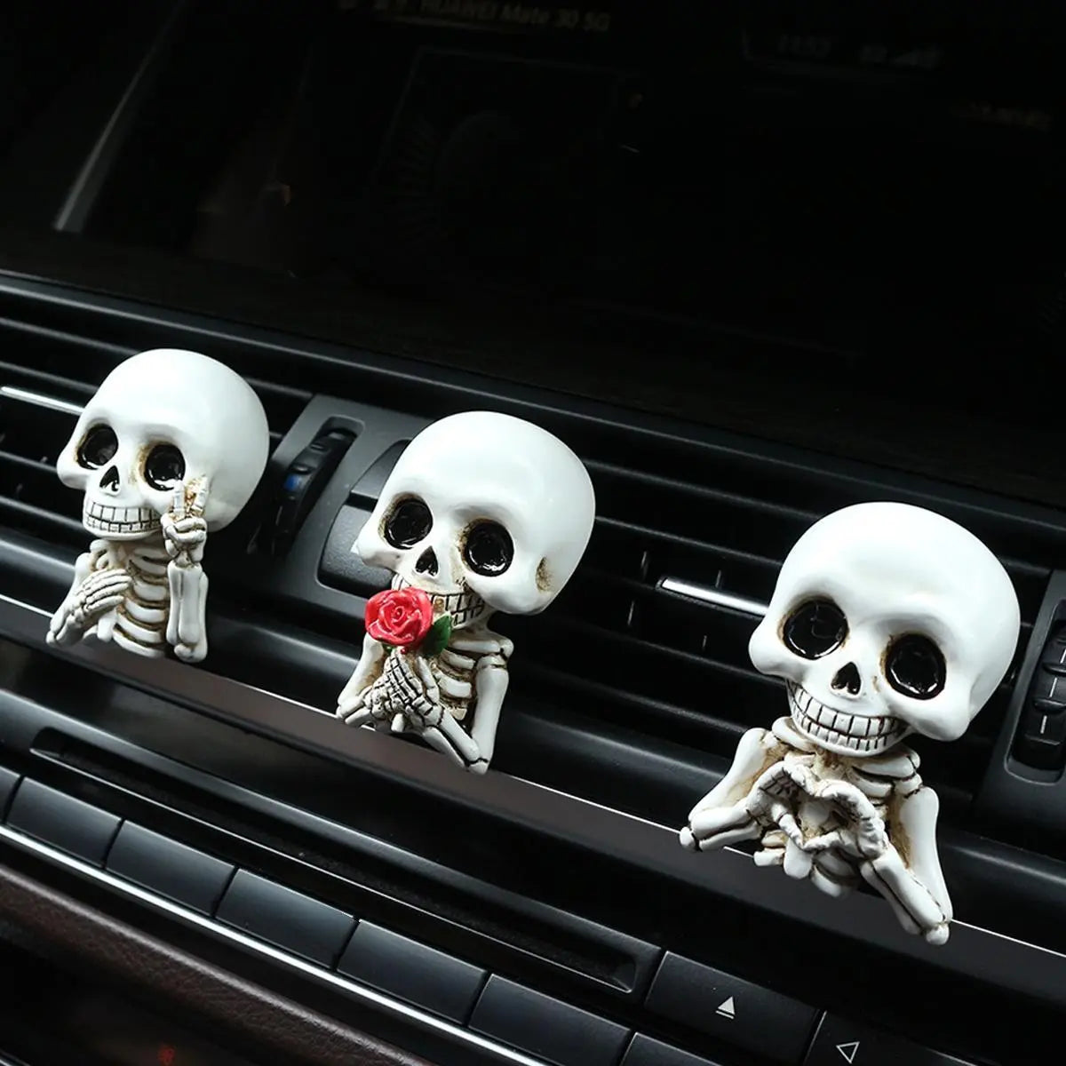 3-Piece Skull Car Diffuser Set – Gothic Air Vent Decor