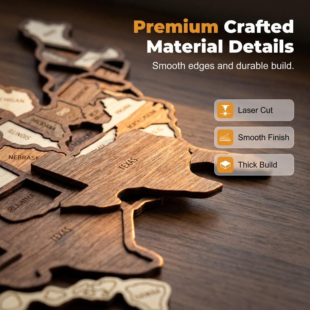 Wooden USA Travel Map Puzzle – Track Your Journey & Memories