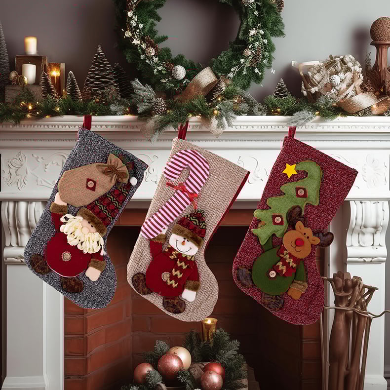 Christmas Stocking with Santa, Snowman and Reindeer
