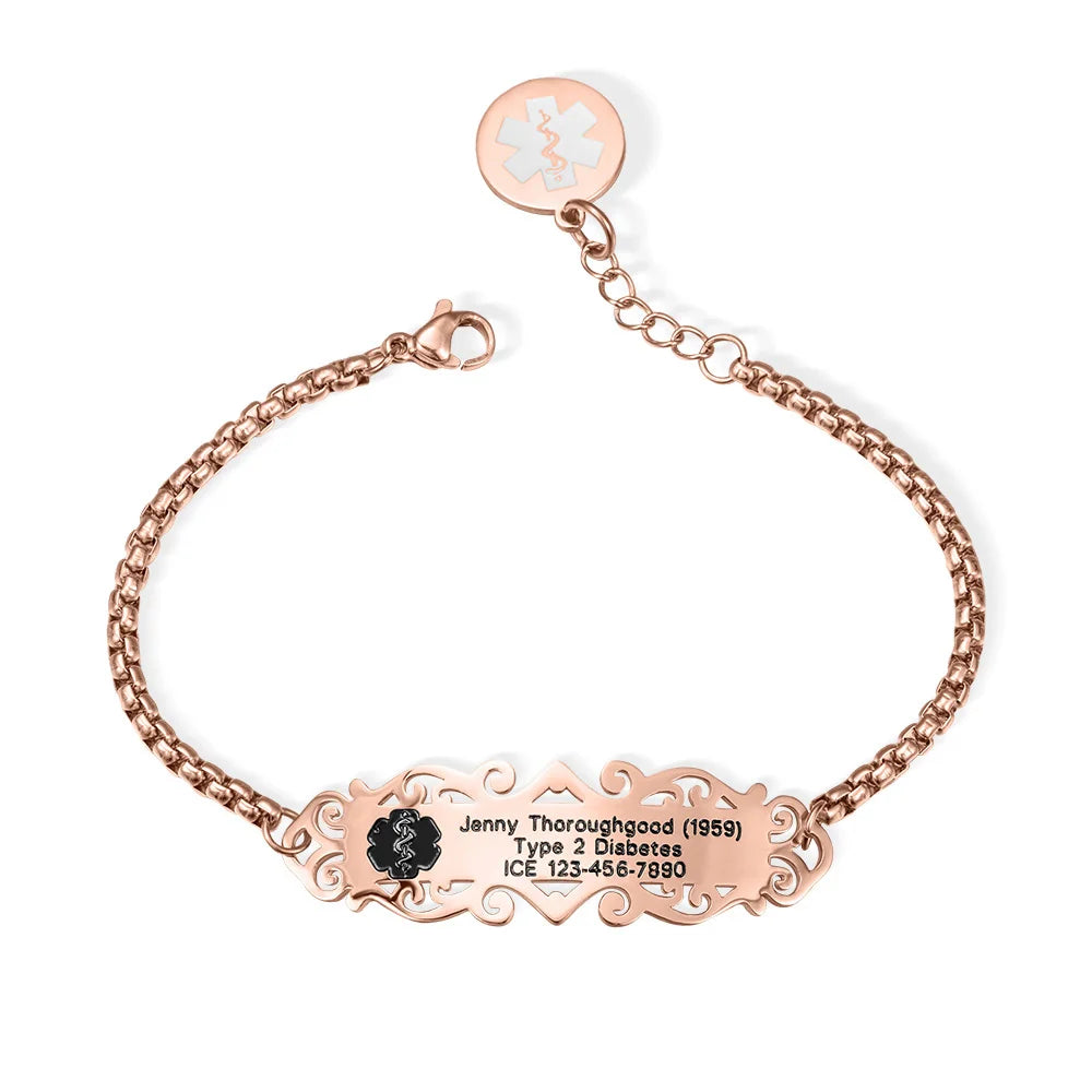Personalized adjustable  ID bracelet with engraved text