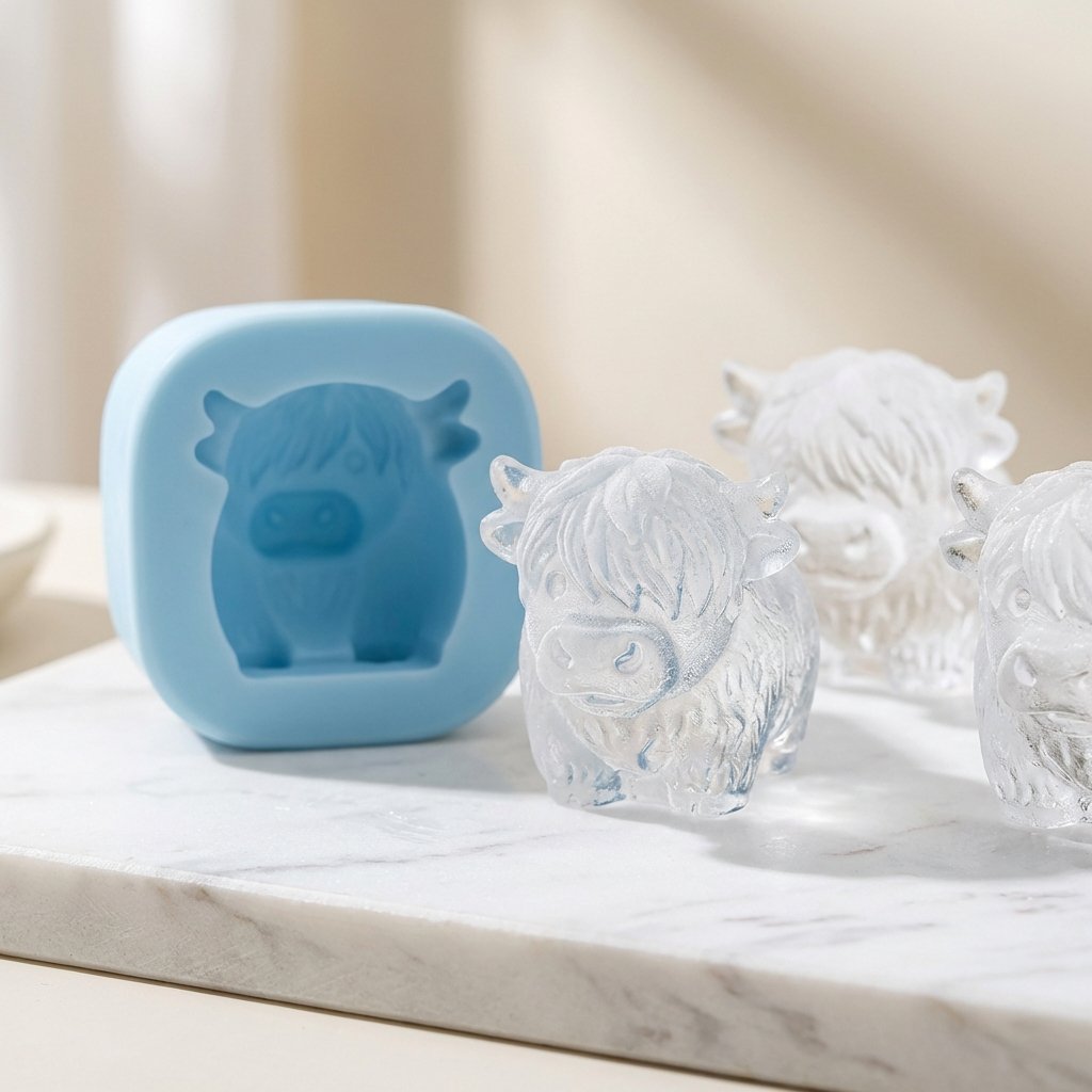 Mini Highland Cow Ice Cube & Dessert Mold Cute 3D Ice for Drinks