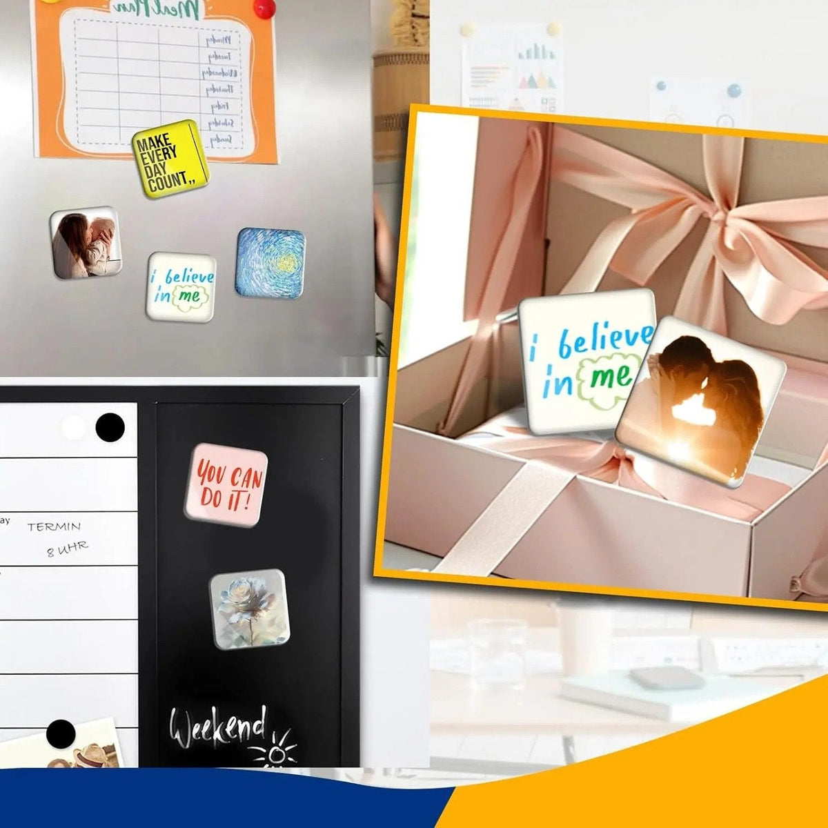 Magnetic Photo Frames 2"x2" Clear Acrylic DIY Fridge Magnets