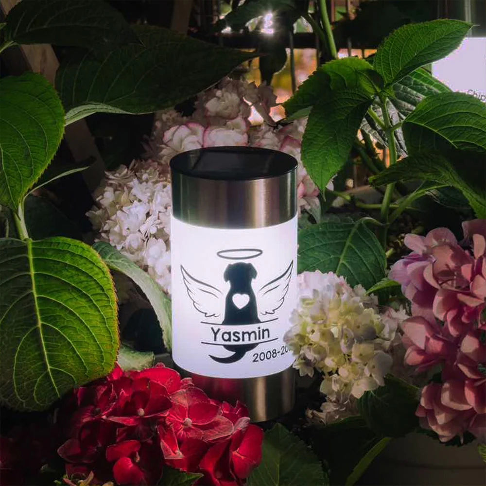 Personalized Pet Sympathy Memorial Gifts Dog Cat Loss Memorial Solar Lights with Name for Garden Pet Lovers