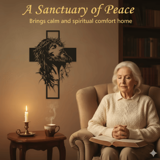 Jesus Cross Iron Sign Christ Wall Art Decor