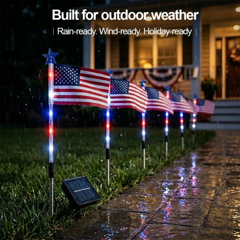 8PCS Solar American Flag Path Lights 🇺🇸