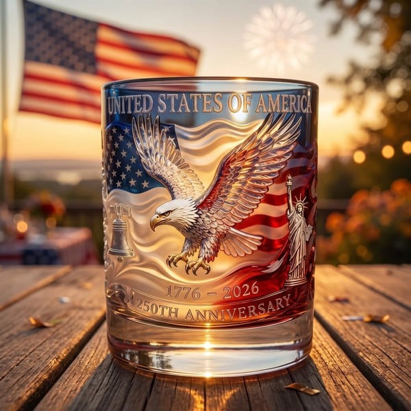 USA 250th Anniversary Whiskey Glass