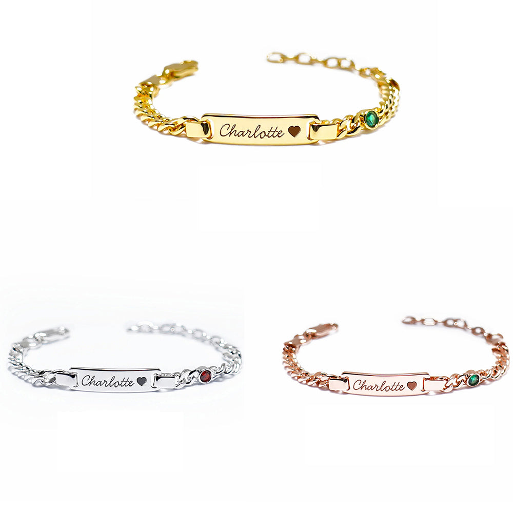 Personalized Baby Name and Birthstone Bracelet
