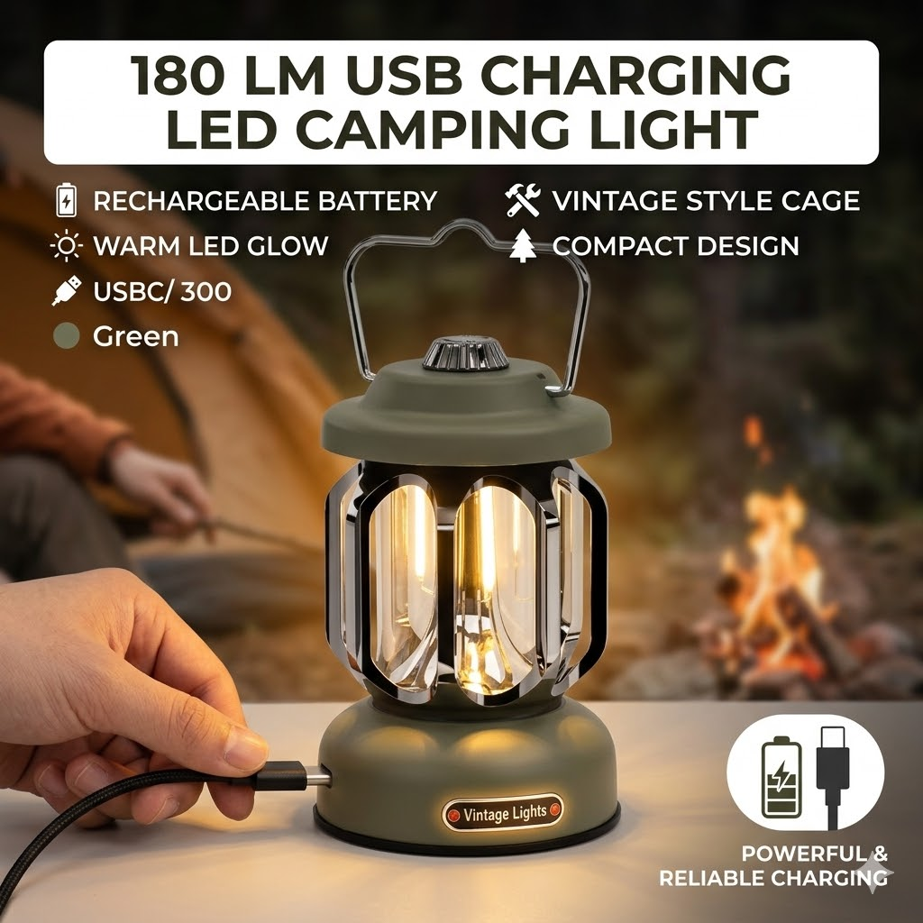 🏕️180 LM USB Charging LED Camping Light