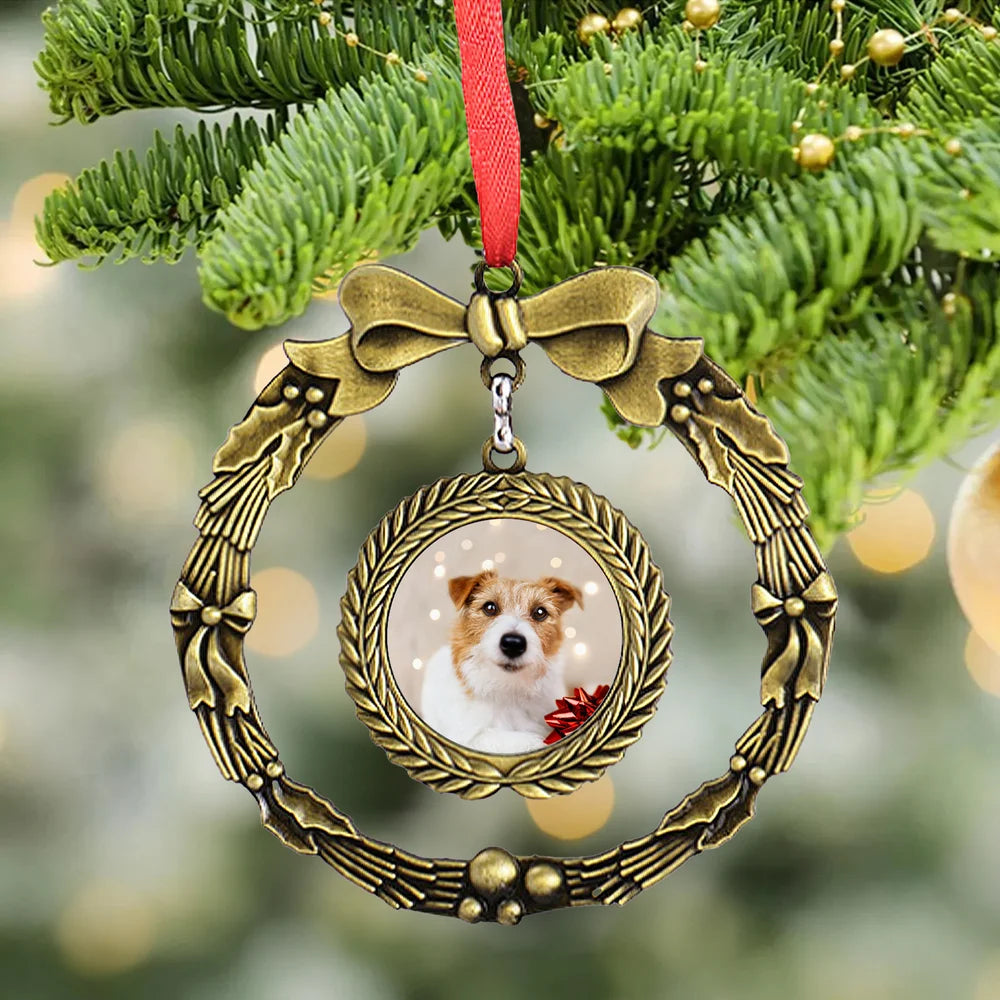 Personalized Bow Wreath Photo Christmas Ornament Tree Decor Christmas Gift for Family Friend