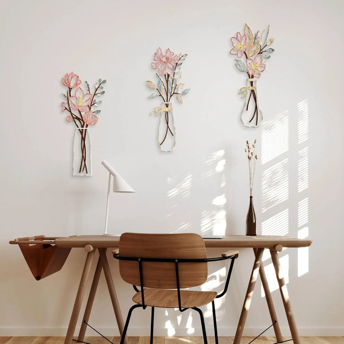3 Pcs Metal Flowers Wall Art