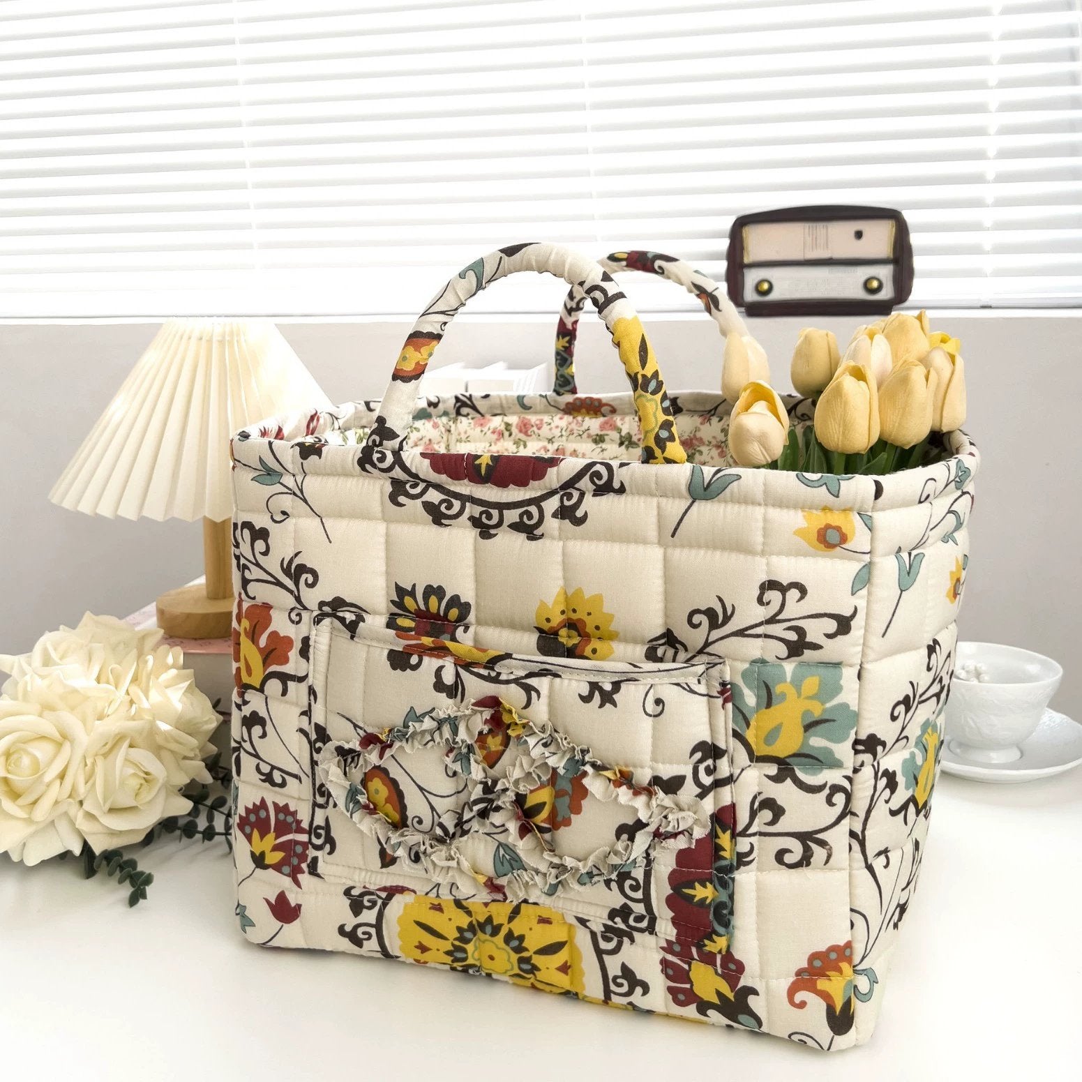Panier de rangement en tissu bohème