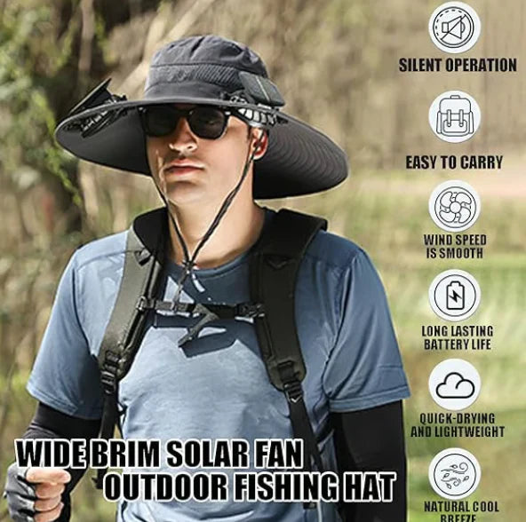 Unisex Breezy Solar Fan Hat (Adjustable 22"-25")