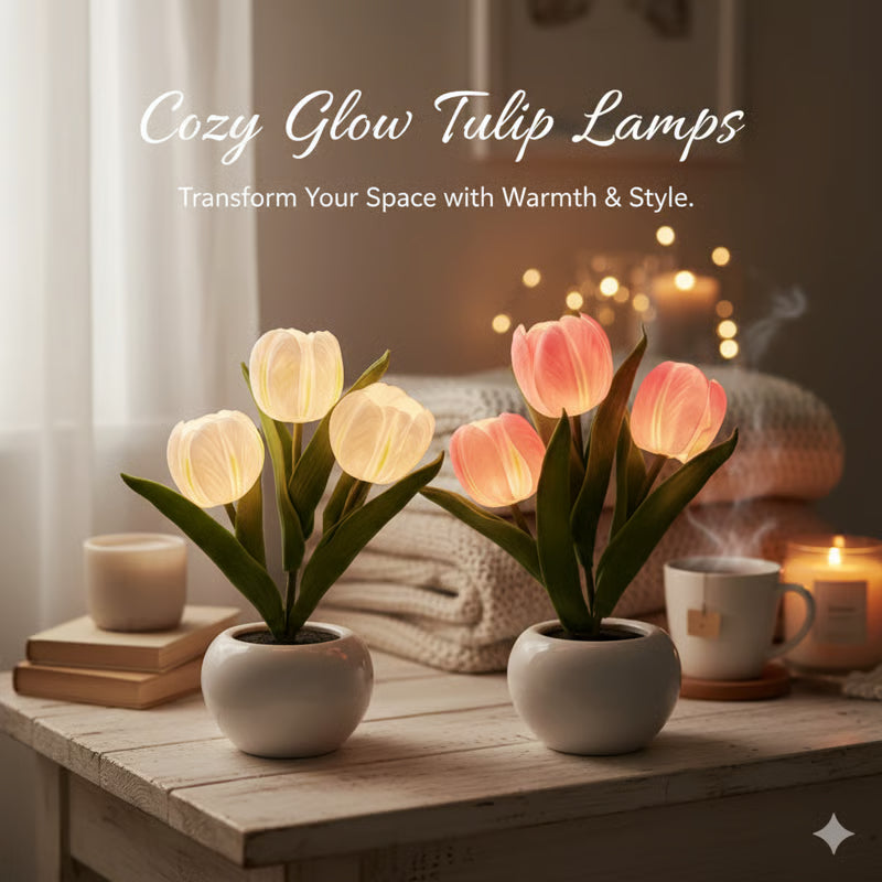 🌷LED Night Light – Tulip Design with Vase