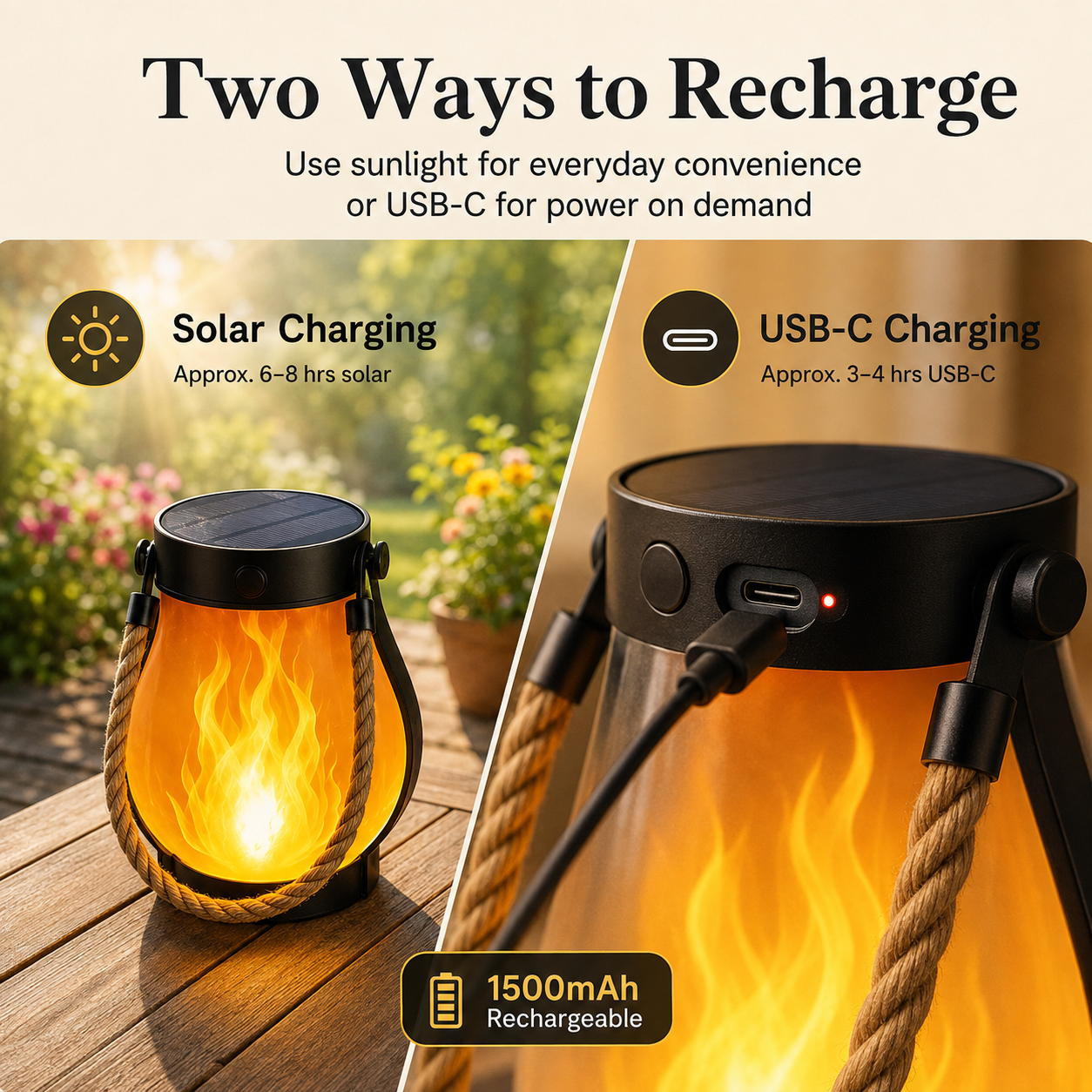 2-Pack – Solar Flickering Flame Lanterns