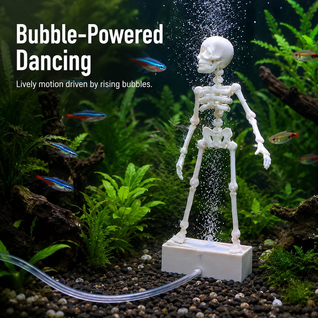 Dancing Skeleton Bubble Aquarium Ornament