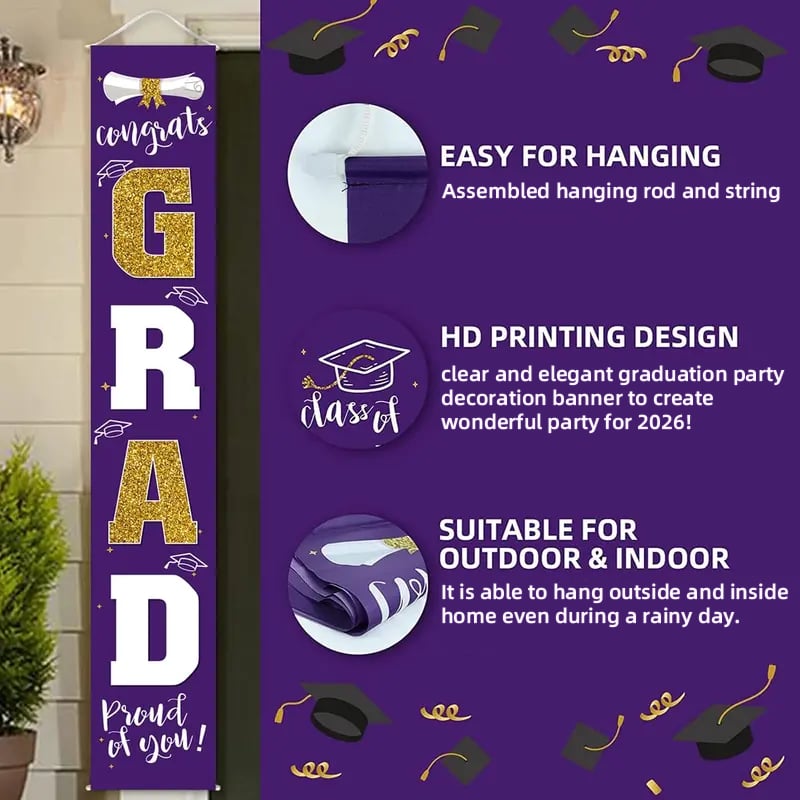 🎓Class of 2026 Graduation Banner 11.8" x 70.87"  (✨Set of 2)