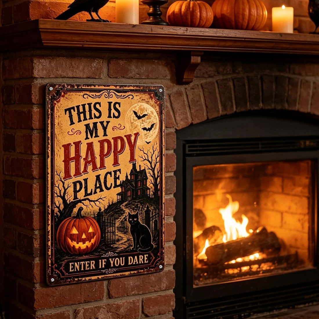 Haunted Place Halloween Door Sign – Spooky Home Decor