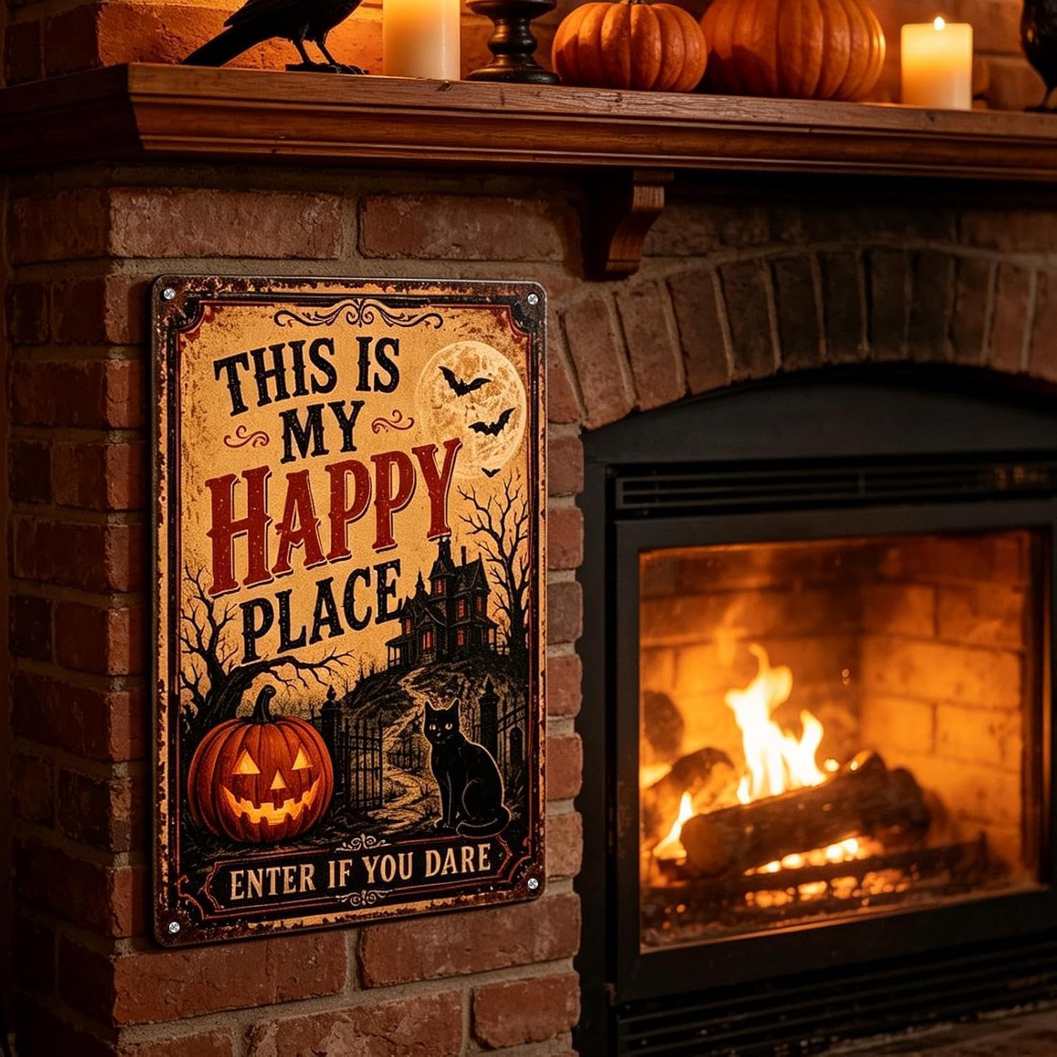 Haunted Place Halloween Door Sign – Spooky Home Decor