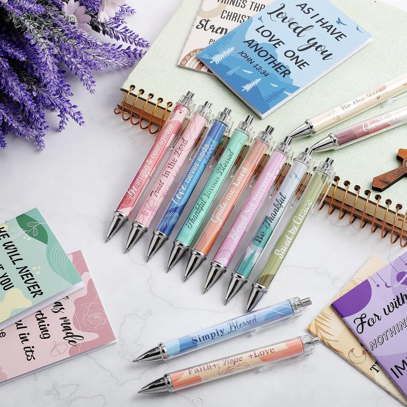 Ensemble de cadeaux chrétiens : Stylos de motivation et carnets de versets bibliques