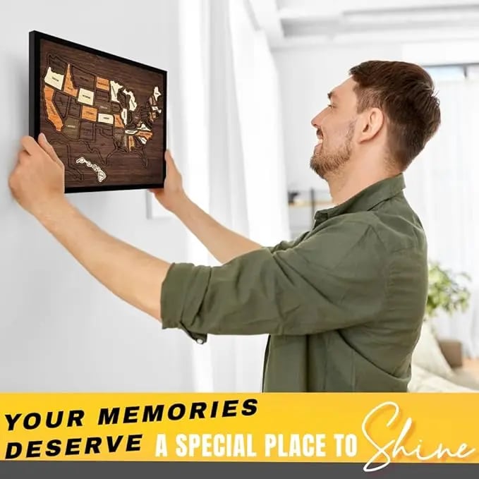 Wooden USA Travel Map Puzzle – Track Your Journey & Memories