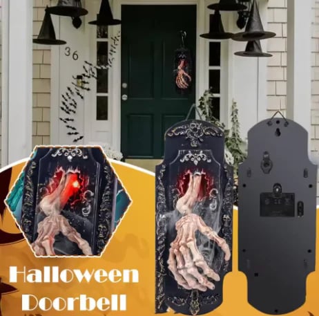 Gothic Skeleton Hand Doorbell – Motion Activated Haunted Door Decoration