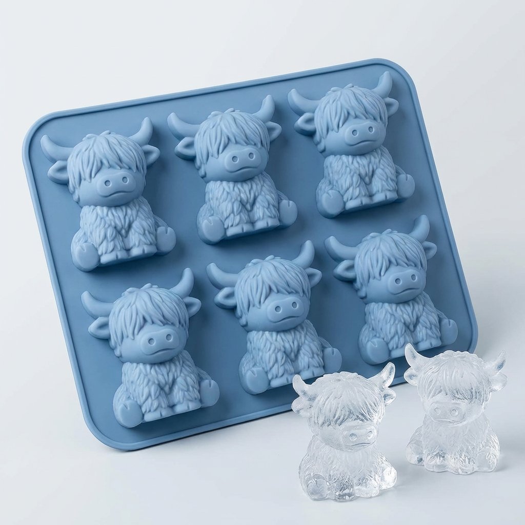 Mini Highland Cow Ice Cube & Dessert Mold Cute 3D Ice for Drinks