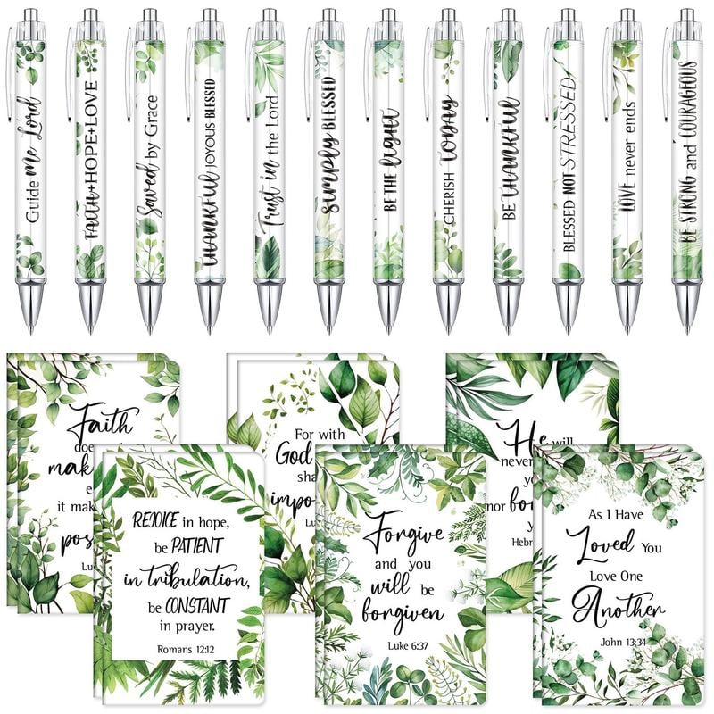 Ensemble de cadeaux chrétiens : Stylos de motivation et carnets de versets bibliques