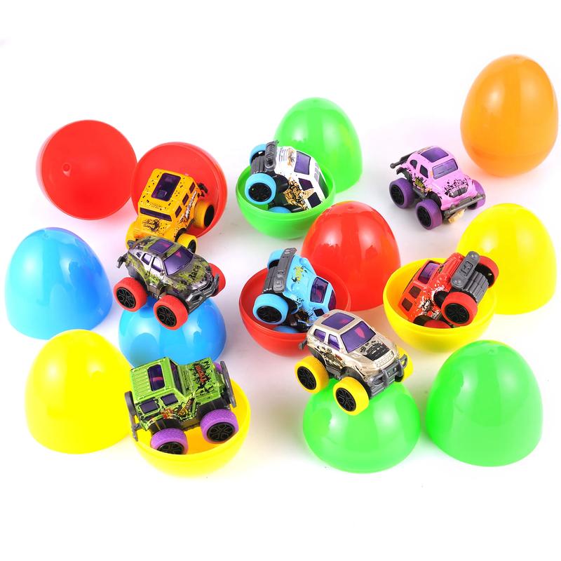 12Pcs Easter Eggs Packed with Pull Back Monster Cars and Trucks