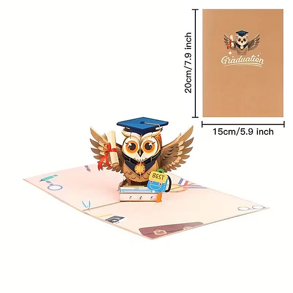 Pop up 3D Owl Graduation card