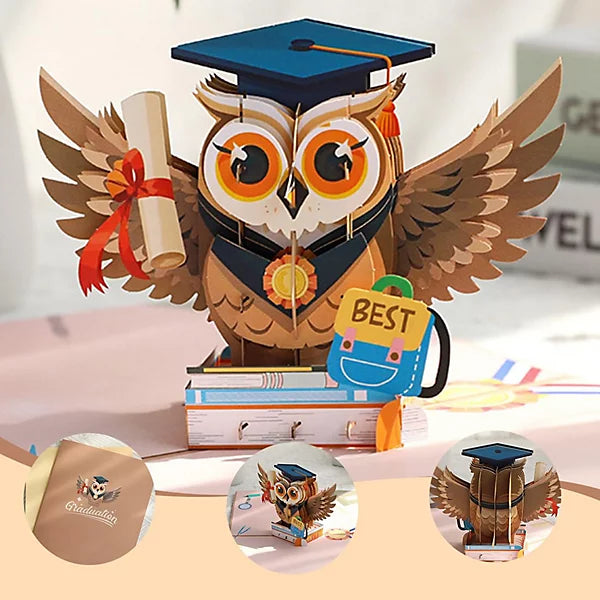 Pop up 3D Owl Graduation card