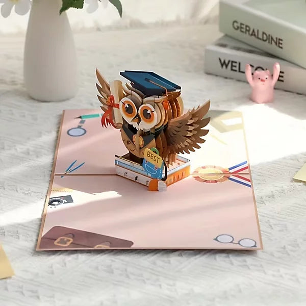 Pop up 3D Owl Graduation card