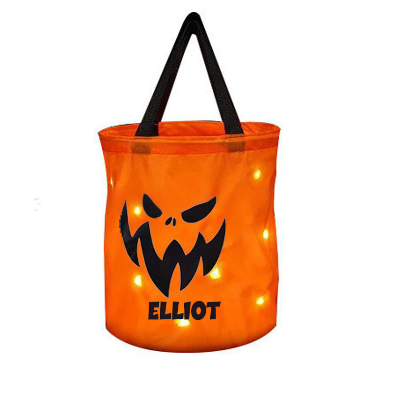 Personalized Halloween LED Light Pumpkin Bucket