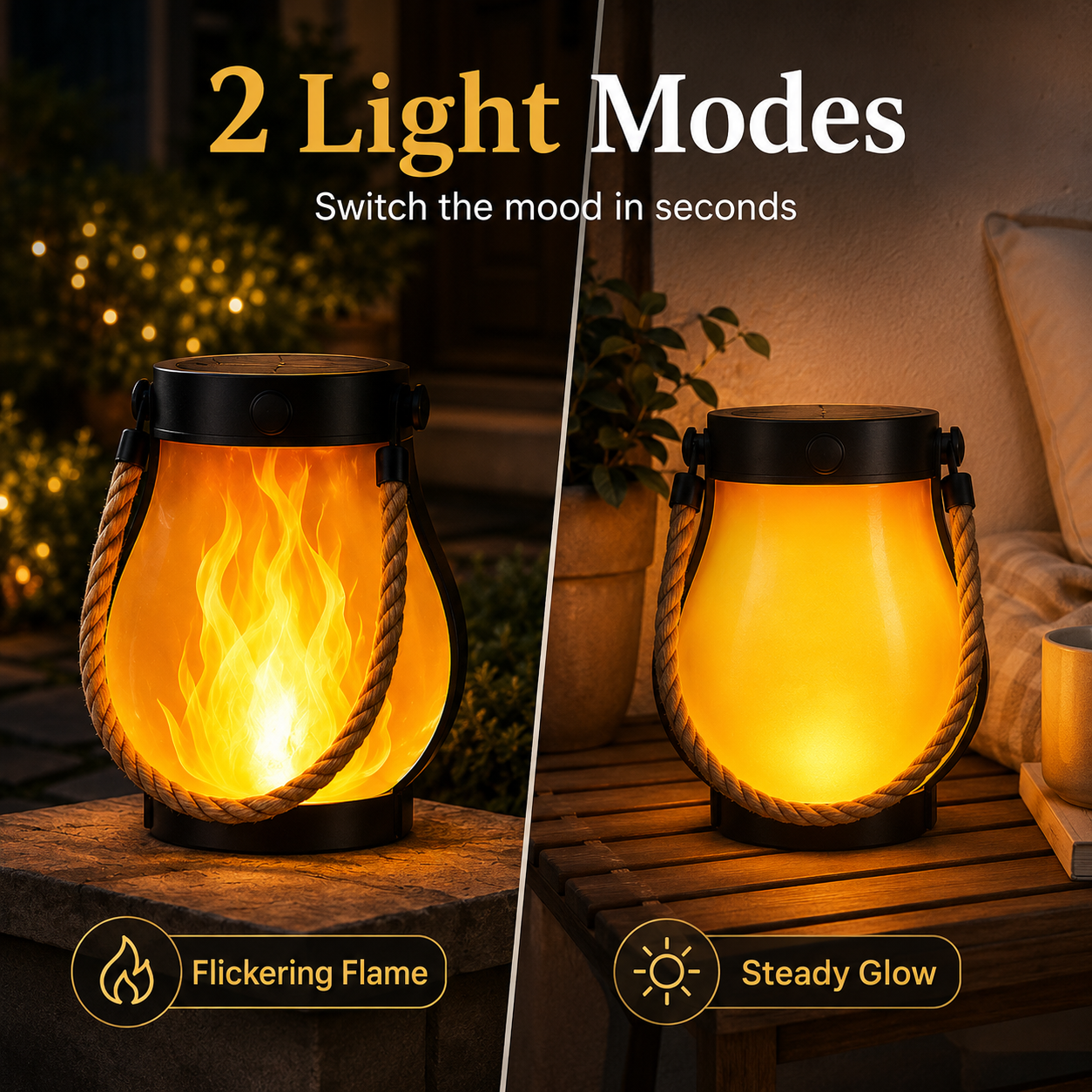 2-Pack – Solar Flickering Flame Lanterns