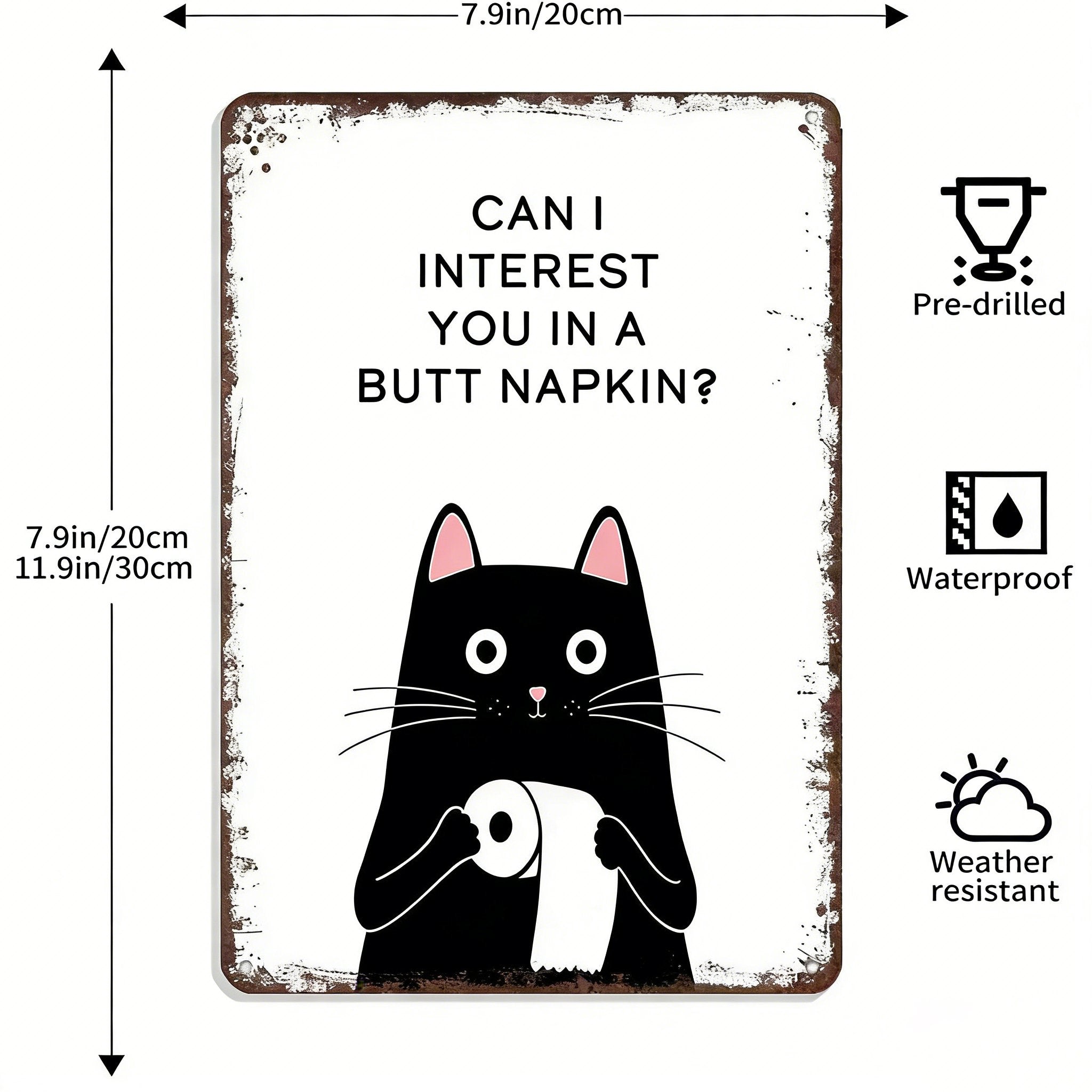 Vintage Black & White Cat Wall Art