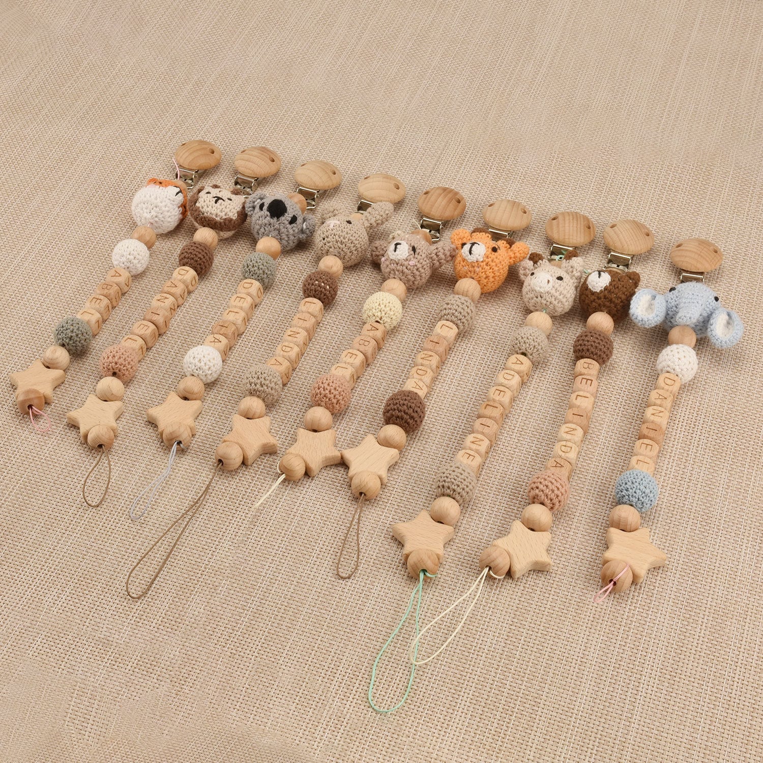 Personalized Baby Pacifier Crocheted Animal Clip