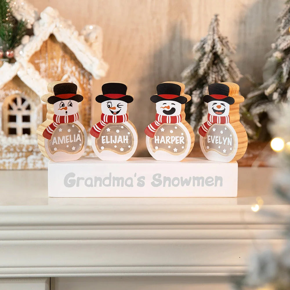 Personalized Snowman LED Light Wooden Decoration Ornament