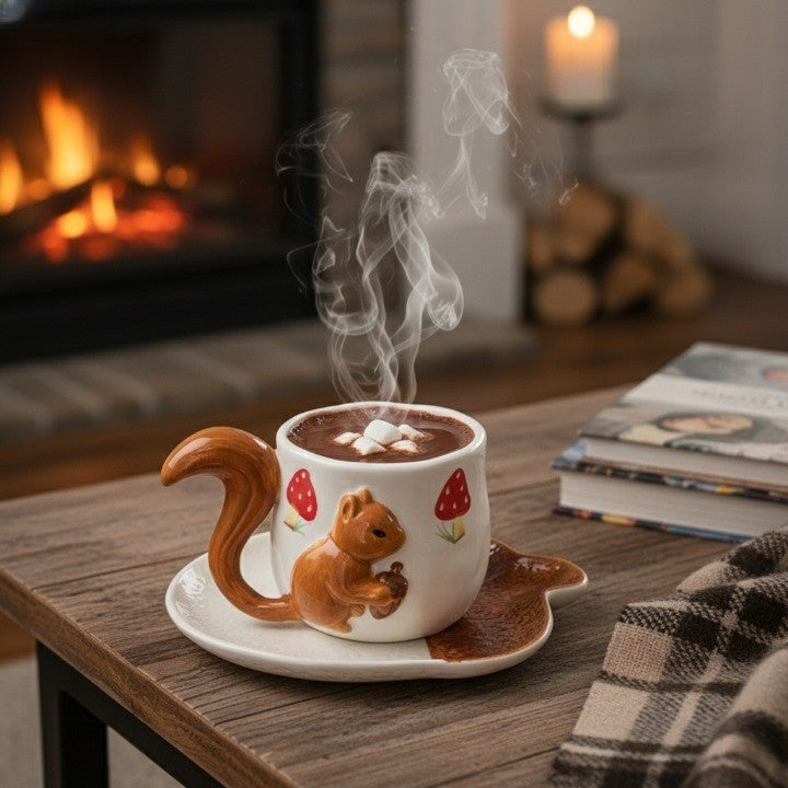 Forest Squirrel Artisan Tea Cup