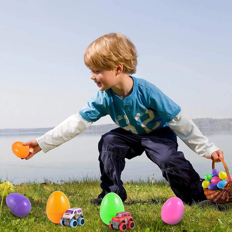 12Pcs Easter Eggs Packed with Pull Back Monster Cars and Trucks