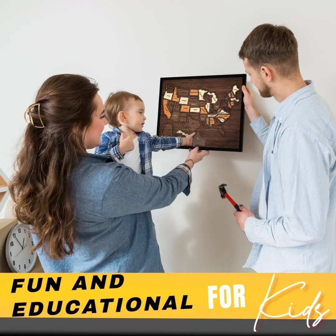 Wooden USA Travel Map Puzzle – Track Your Journey & Memories
