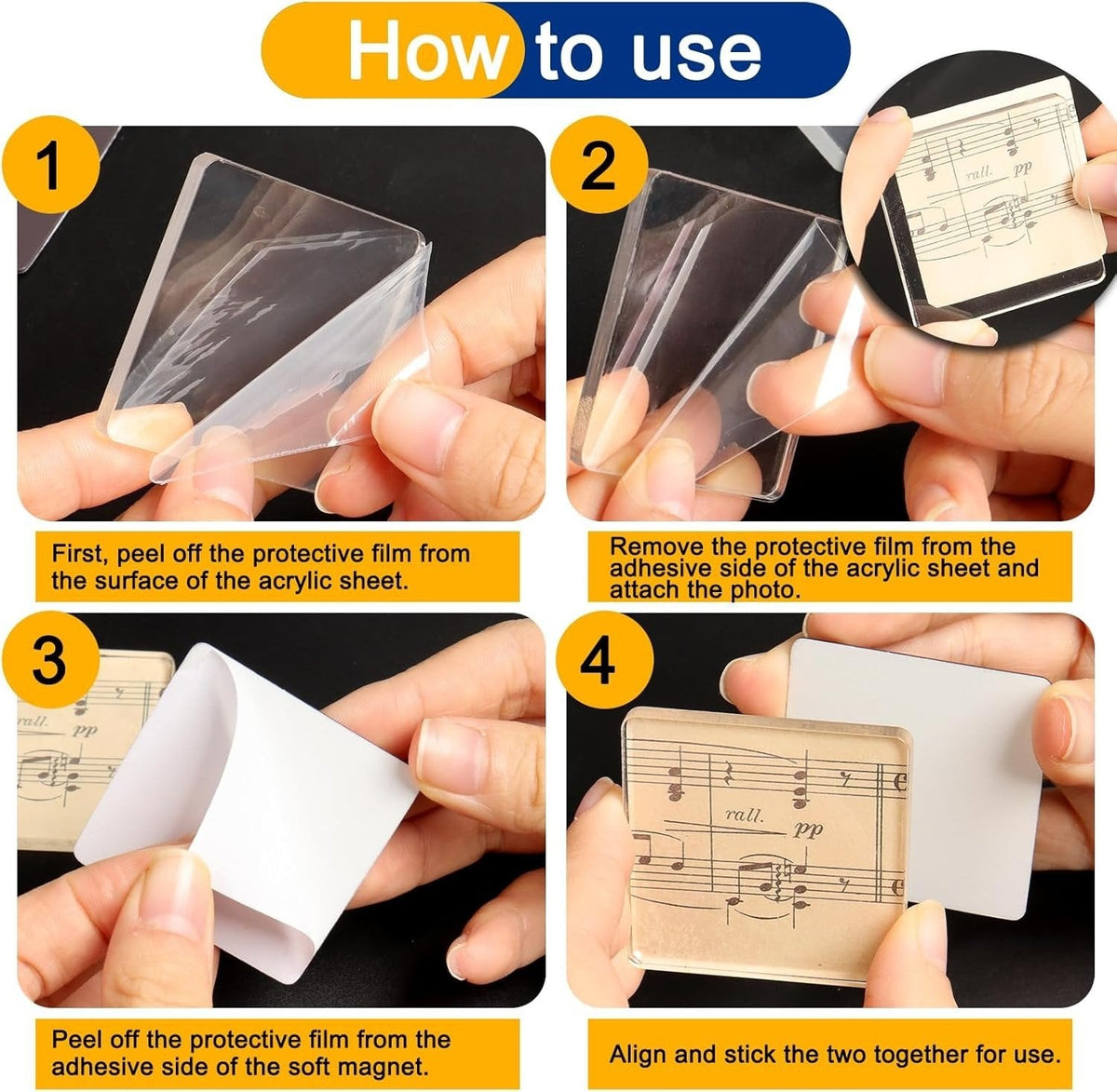 Magnetic Photo Frames 2"x2" Clear Acrylic DIY Fridge Magnets