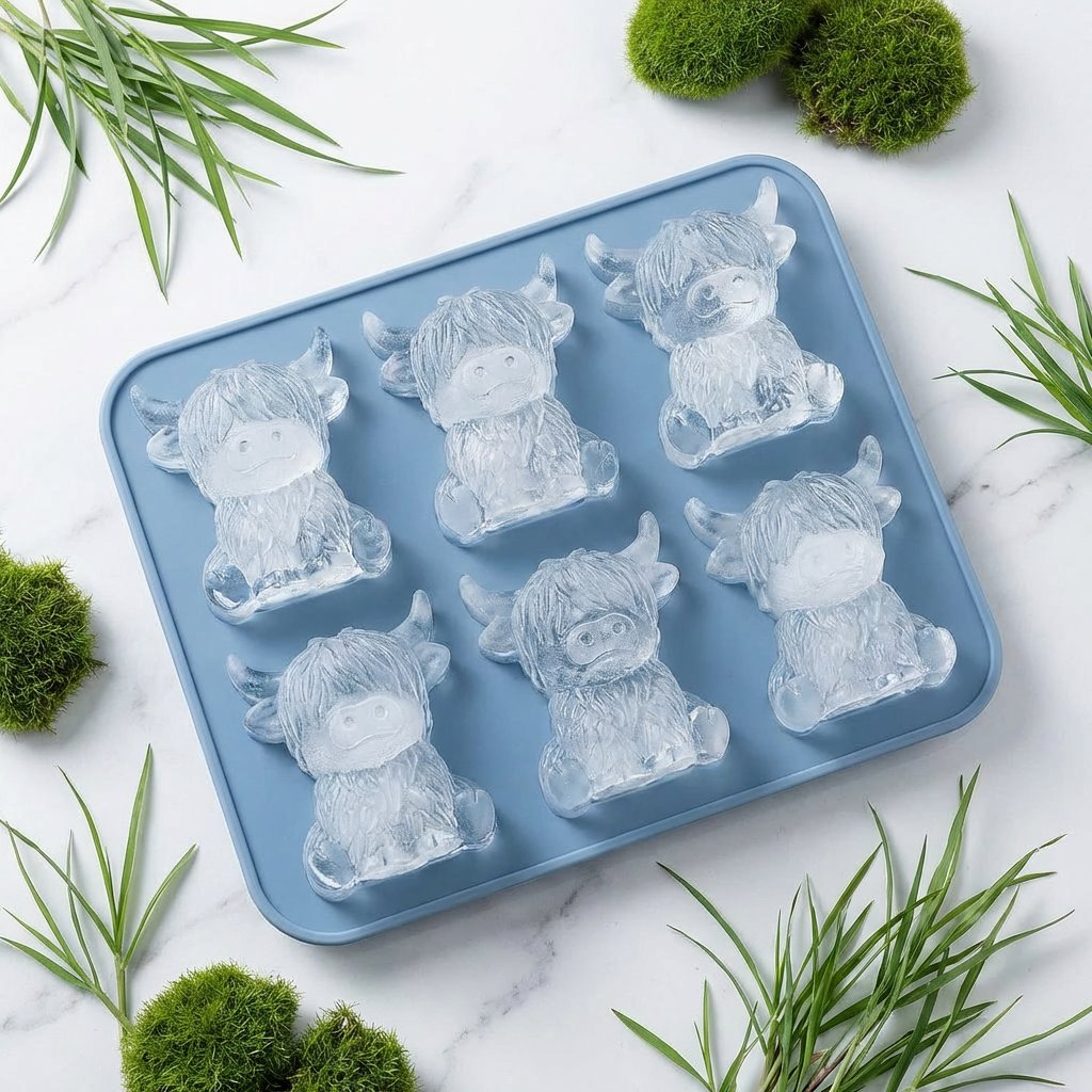 Mini Highland Cow Ice Cube & Dessert Mold Cute 3D Ice for Drinks
