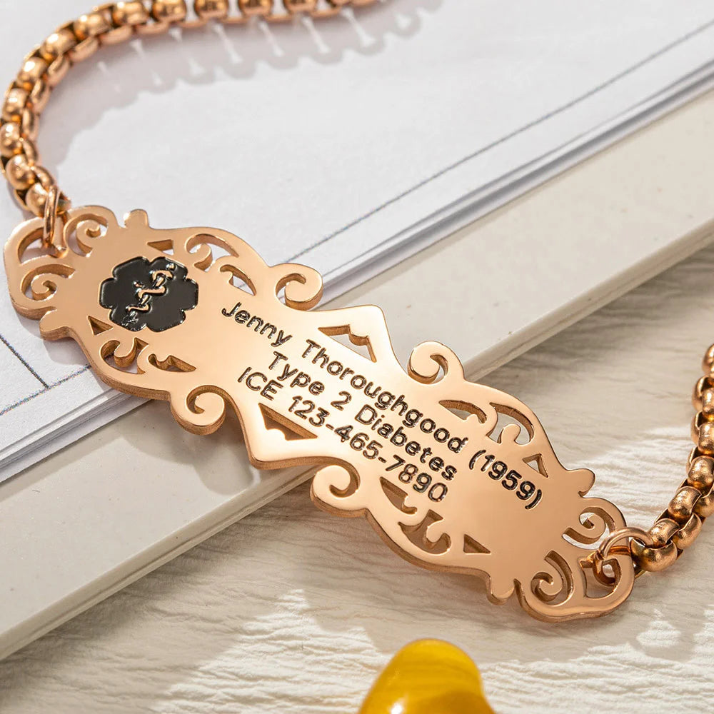 Personalized adjustable  ID bracelet with engraved text
