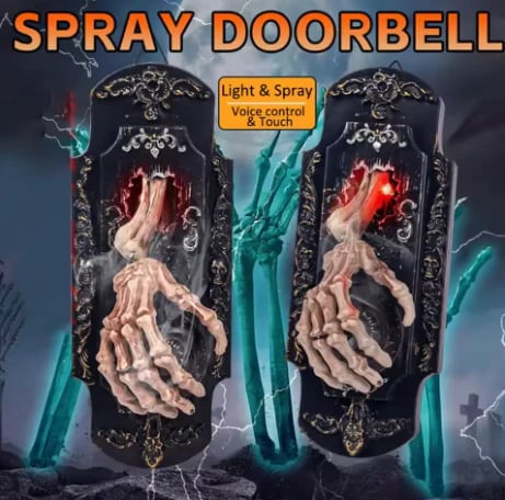 Gothic Skeleton Hand Doorbell – Motion Activated Haunted Door Decoration