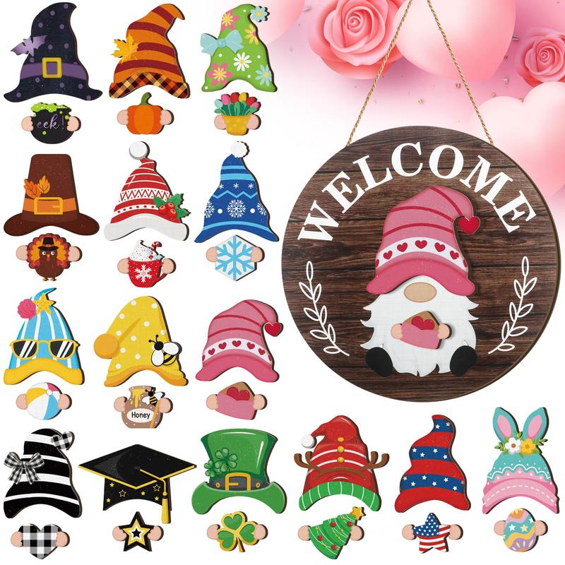 Interchangeable Wooden Gnome Decor Holiday Seasonal Gnome Decorations