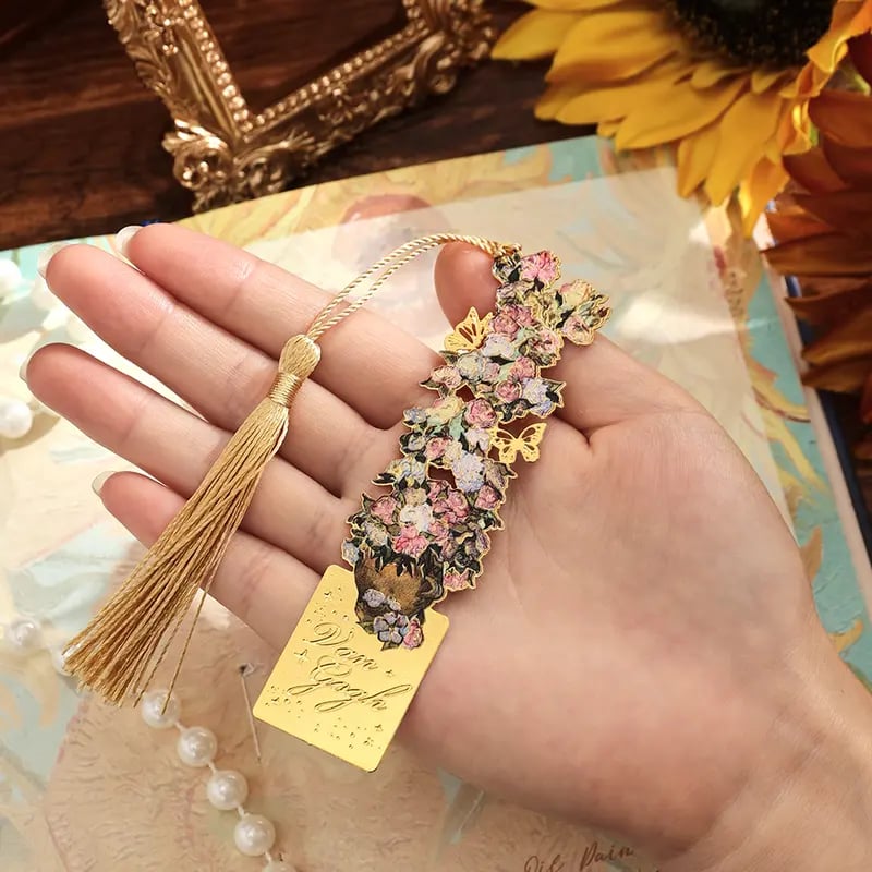 8-Piece Gold Tassel Bookmark Set – Inspired by Van Gogh & Monet