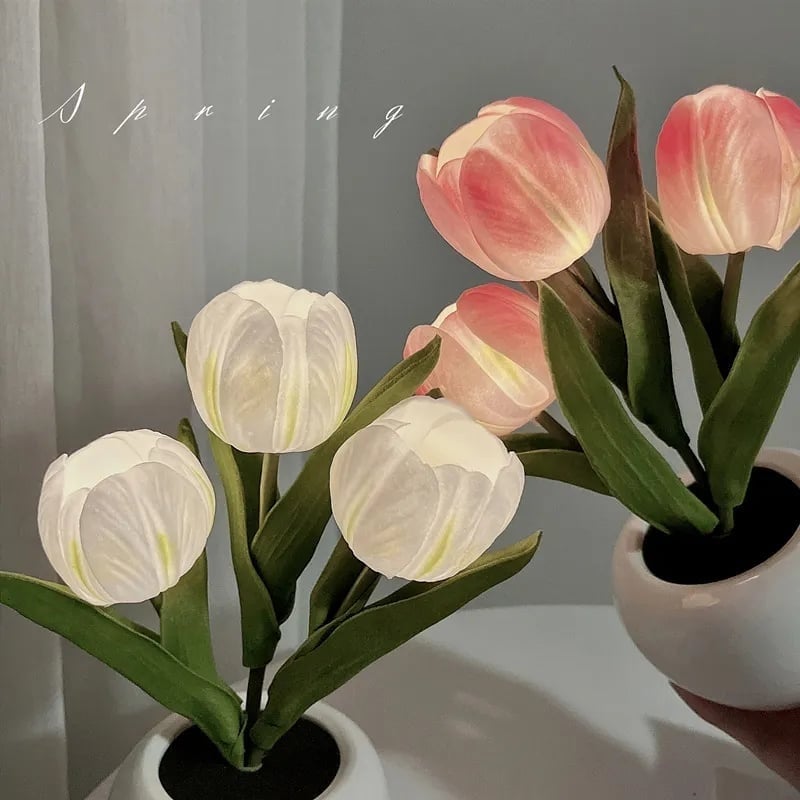 🌷LED Night Light – Tulip Design with Vase